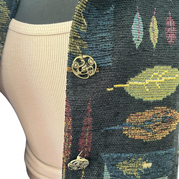 Vintage 90s Winding River tapestry coat nature animals black - Picture 7 of 11